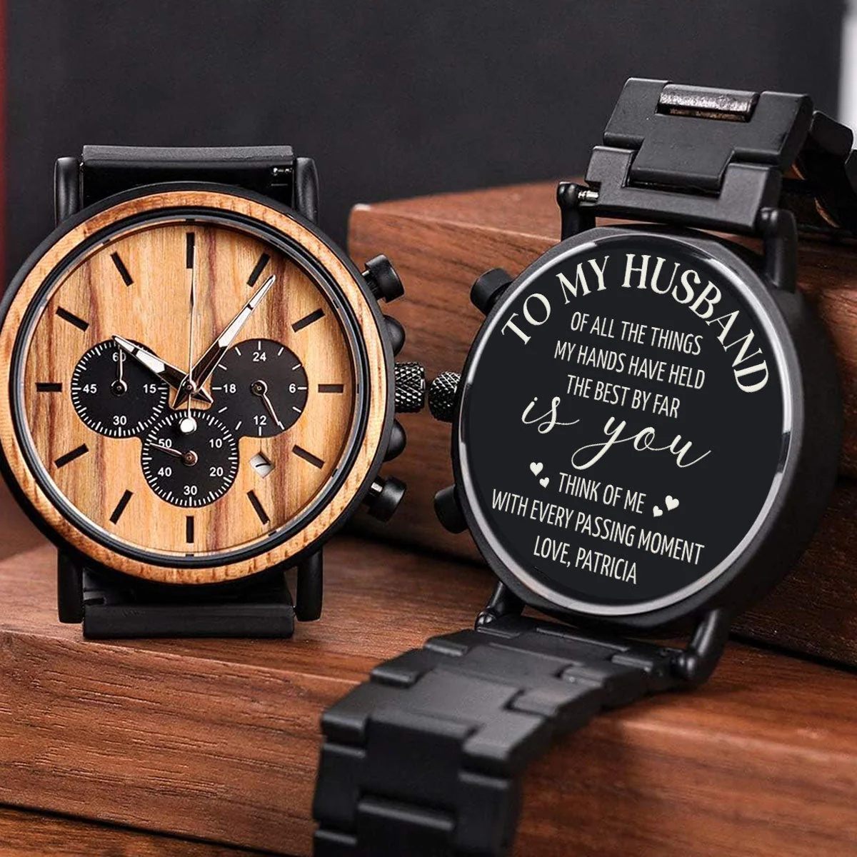 To My Husband - Personalized Engraved Wooden Watches GP009 - Image 4