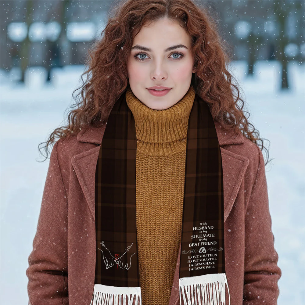 To My Husband Soulmate Best Friend - Personalized Custom Scarf - Image 2