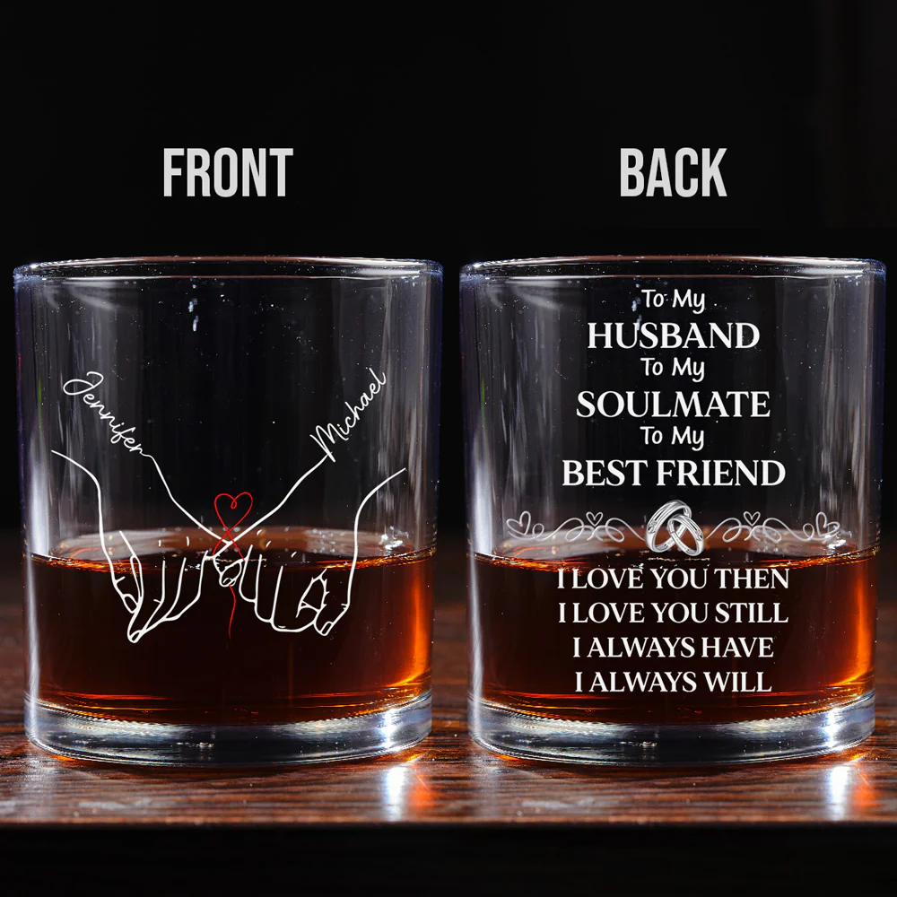 To My Husband Soulmate Best Friend - Personalized Custom Whiskey Glass