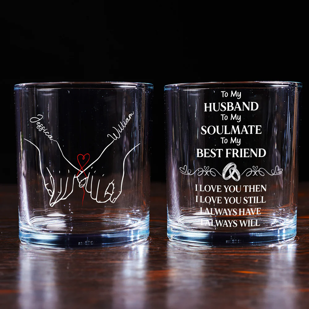 To My Husband Soulmate Best Friend - Personalized Custom Whiskey Glass - Image 2