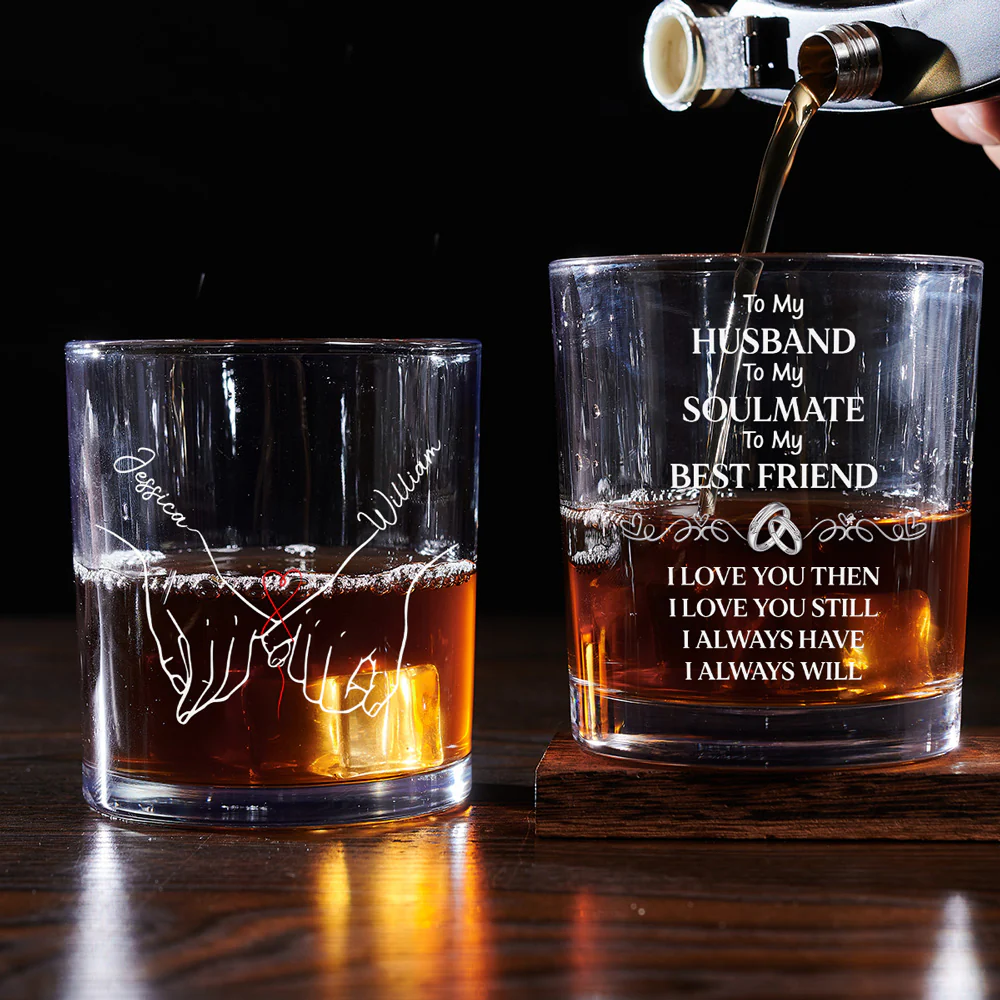 To My Husband Soulmate Best Friend - Personalized Custom Whiskey Glass - Image 4