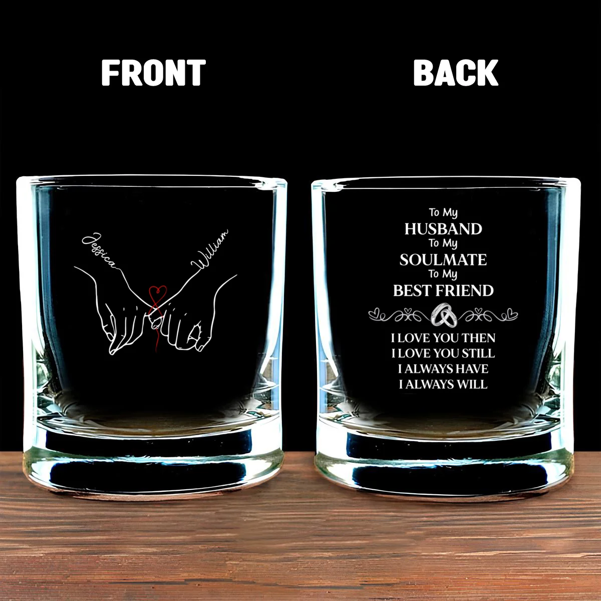 To My Husband Soulmate Best Friend - Personalized Custom Whiskey Glass - Image 6