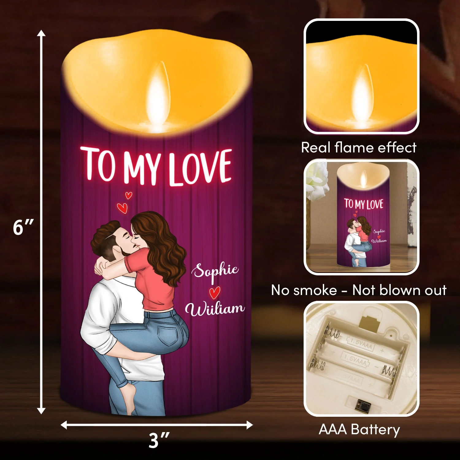 To My Love - Personalized Custom LED Candle - Image 6
