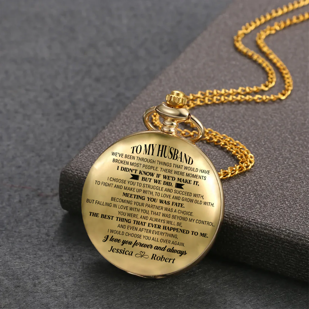 To My Man - Personalized Custom Print Pocket Watch - Image 5