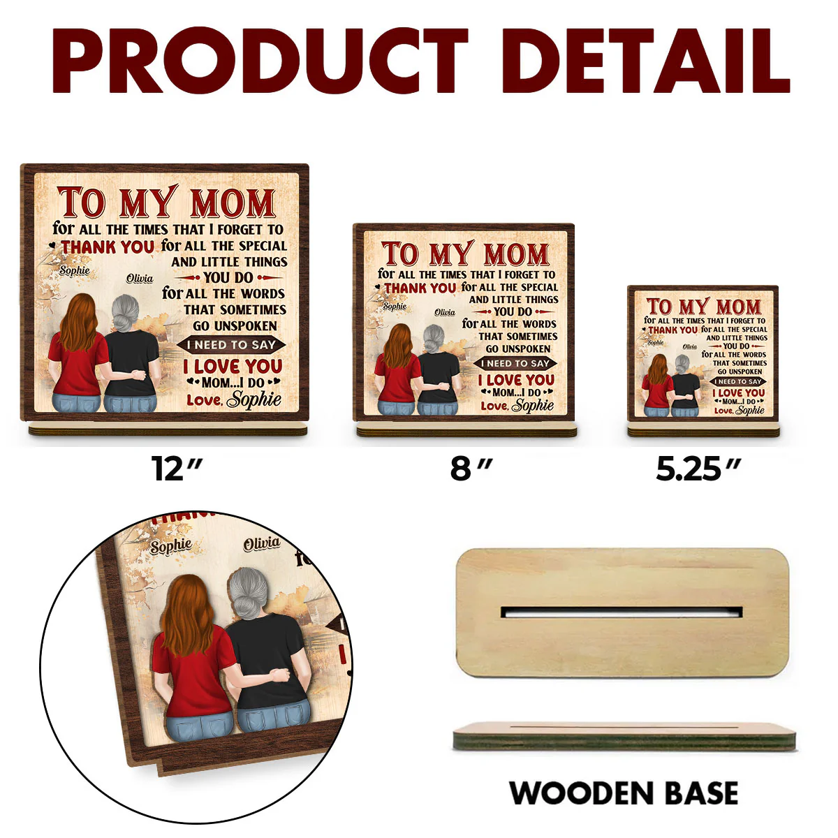 To My Mom - Personalized Custom 2-Layer Wood Plaque With Flat Base - Image 4