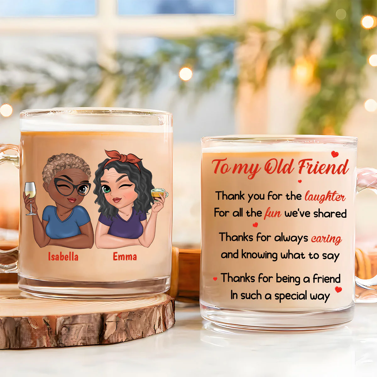 To My Old Friend -  Personalized Custom Glass Mug - Image 2