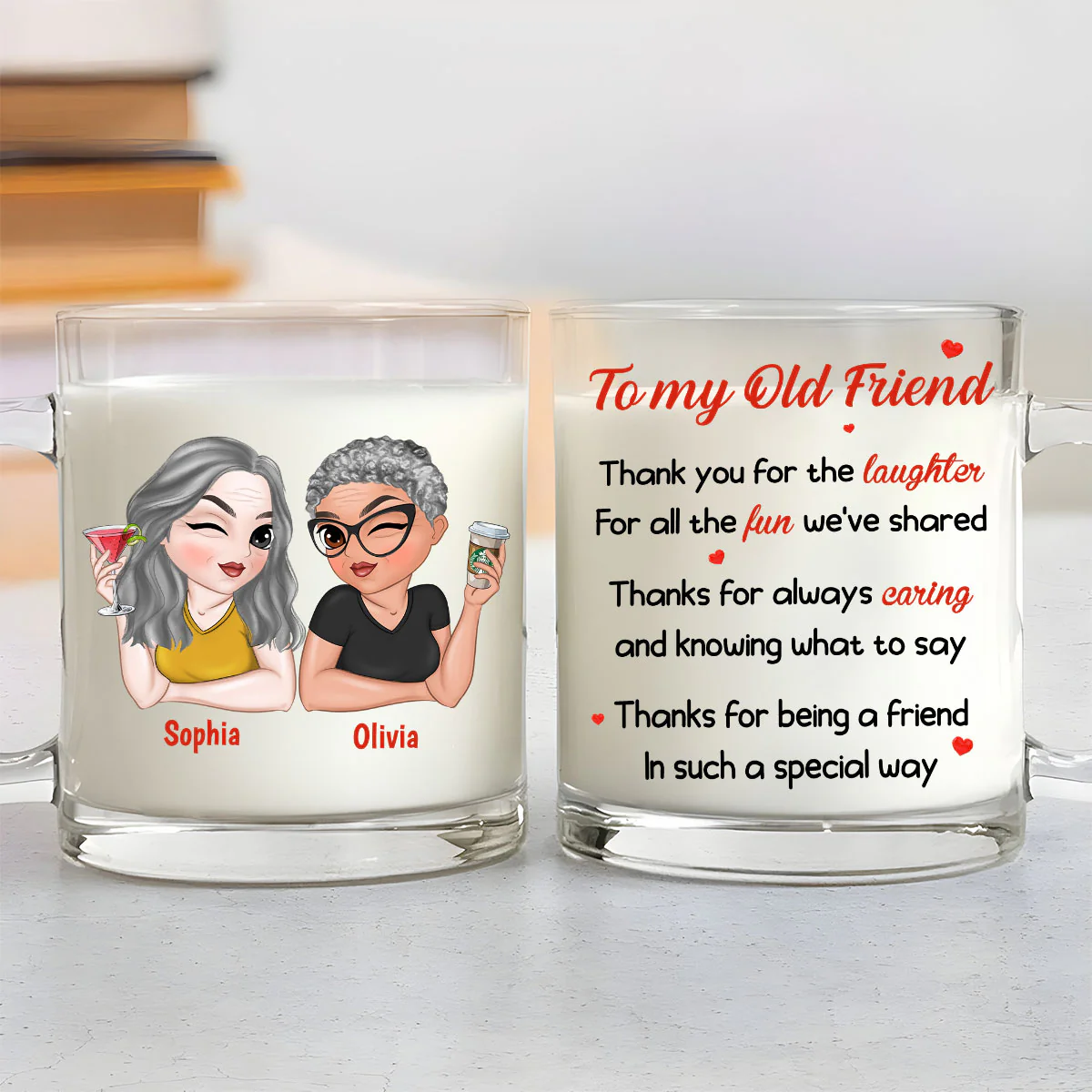 To My Old Friend -  Personalized Custom Glass Mug - Image 3