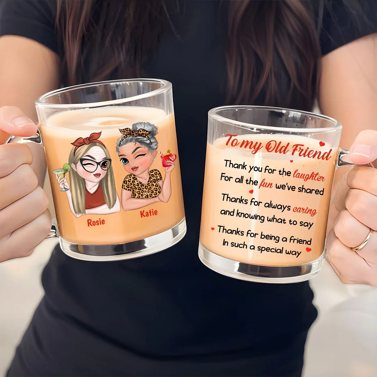 To My Old Friend -  Personalized Custom Glass Mug - Image 4