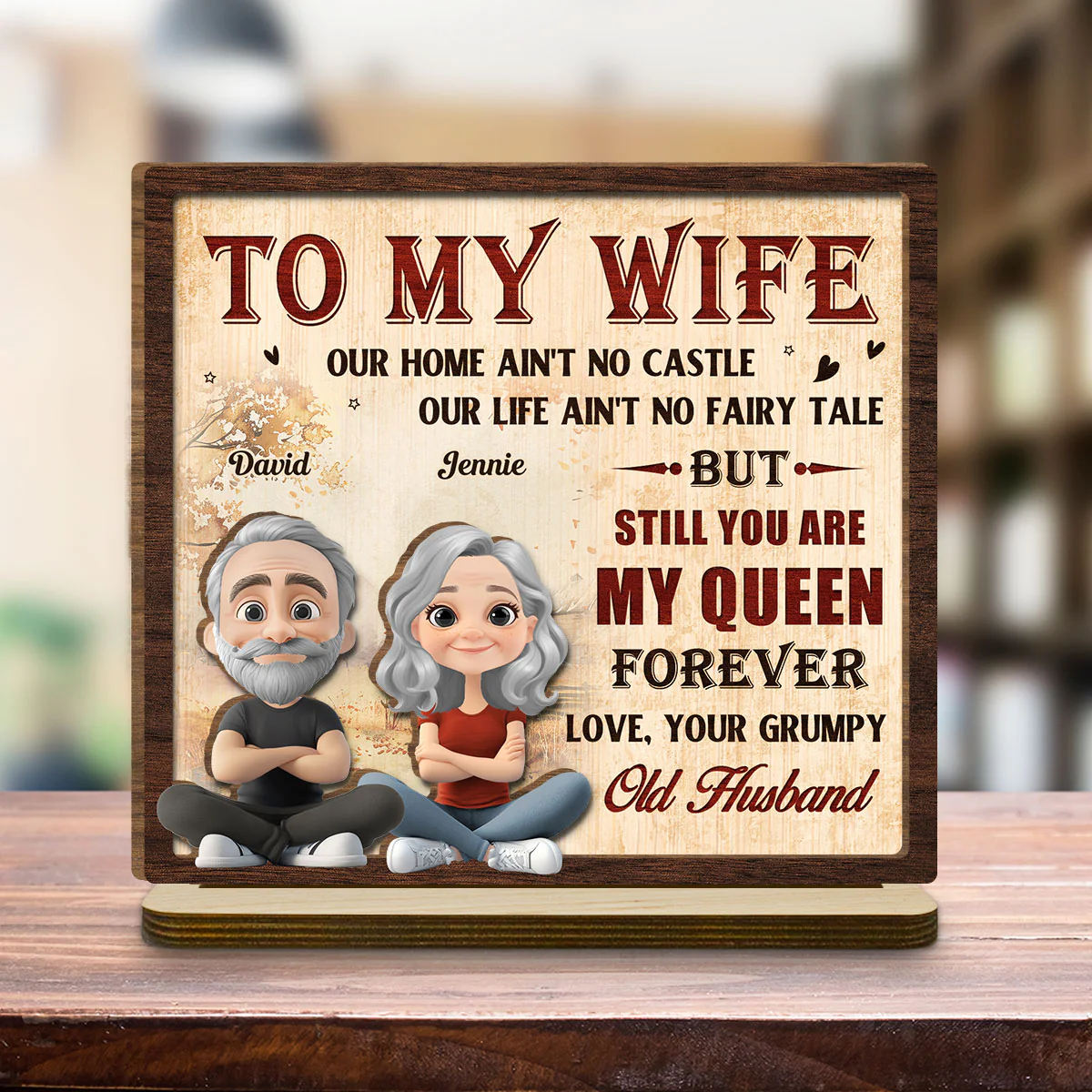 To My Queen - Personalized Custom 2-Layer Wood Plaque With Flat Base - Image 4