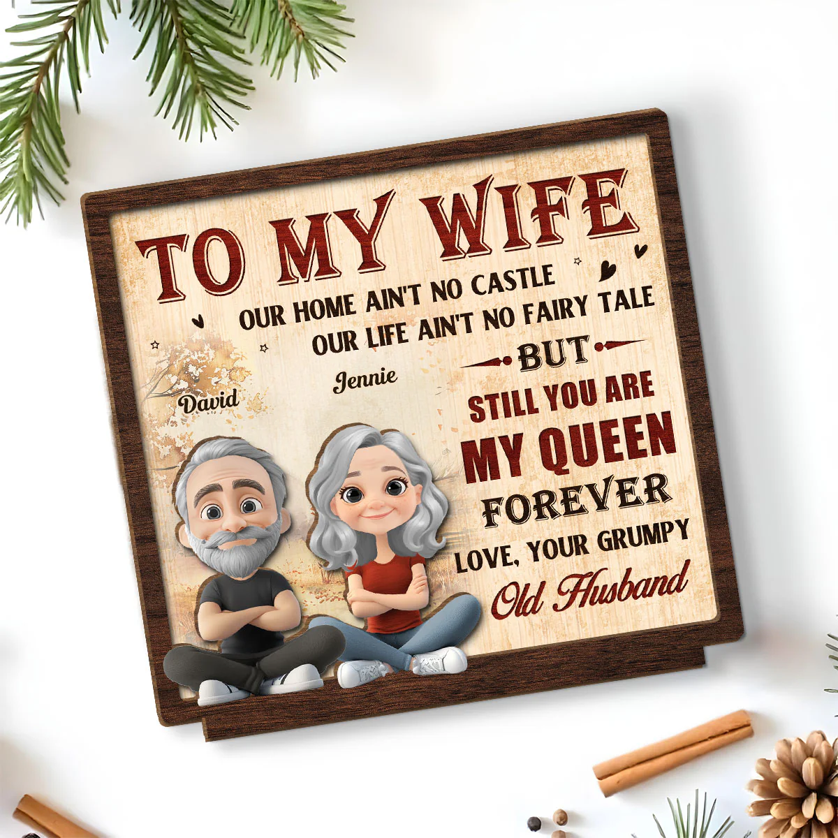 To My Queen - Personalized Custom 2-Layer Wood Plaque With Flat Base - Image 5