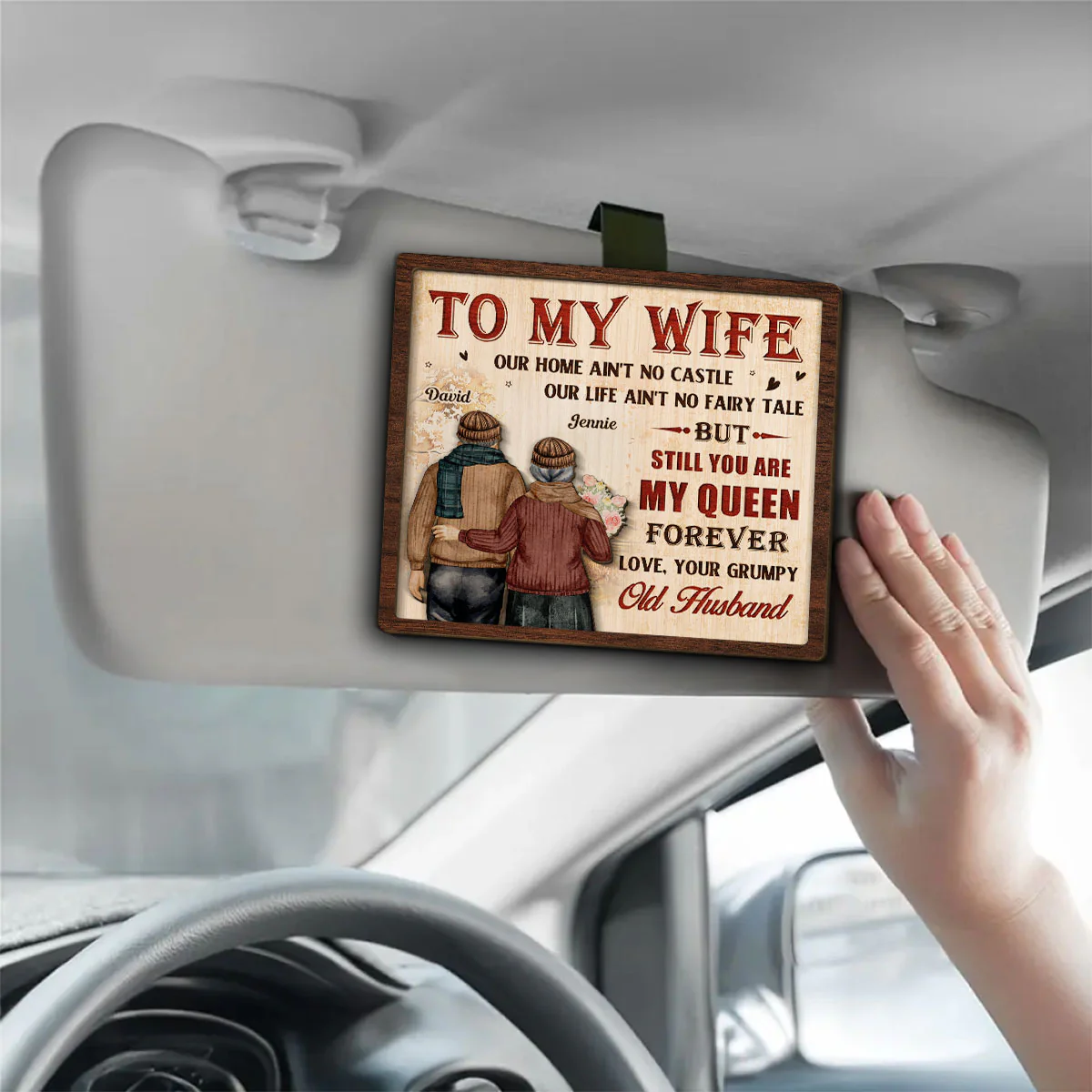 To My Queen - Personalized Custom Car Visor Clip - Image 2