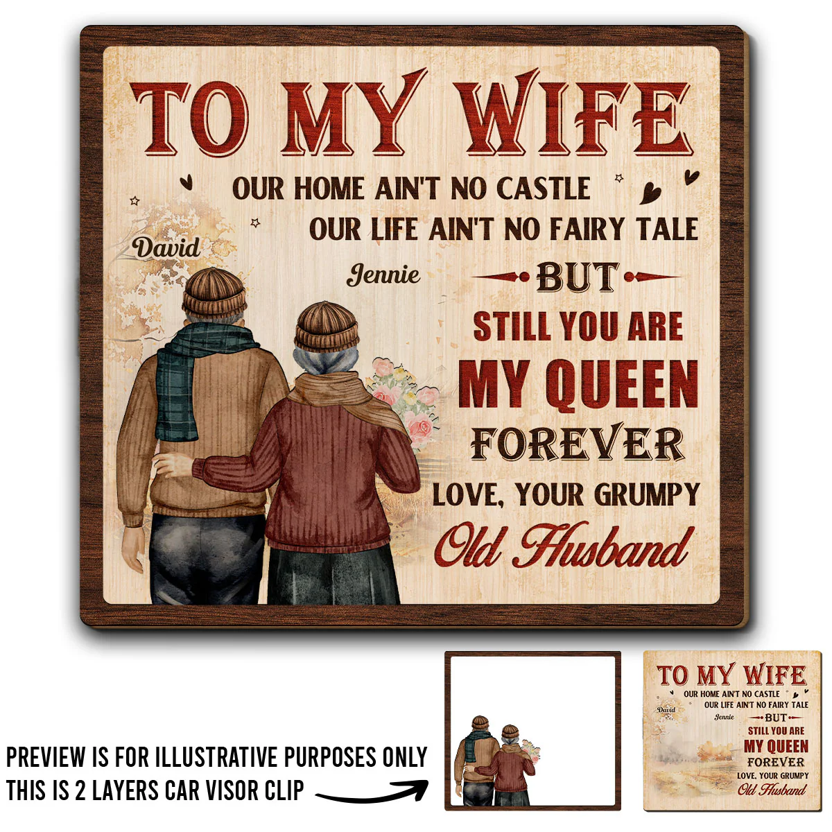 To My Queen - Personalized Custom Car Visor Clip - Image 4