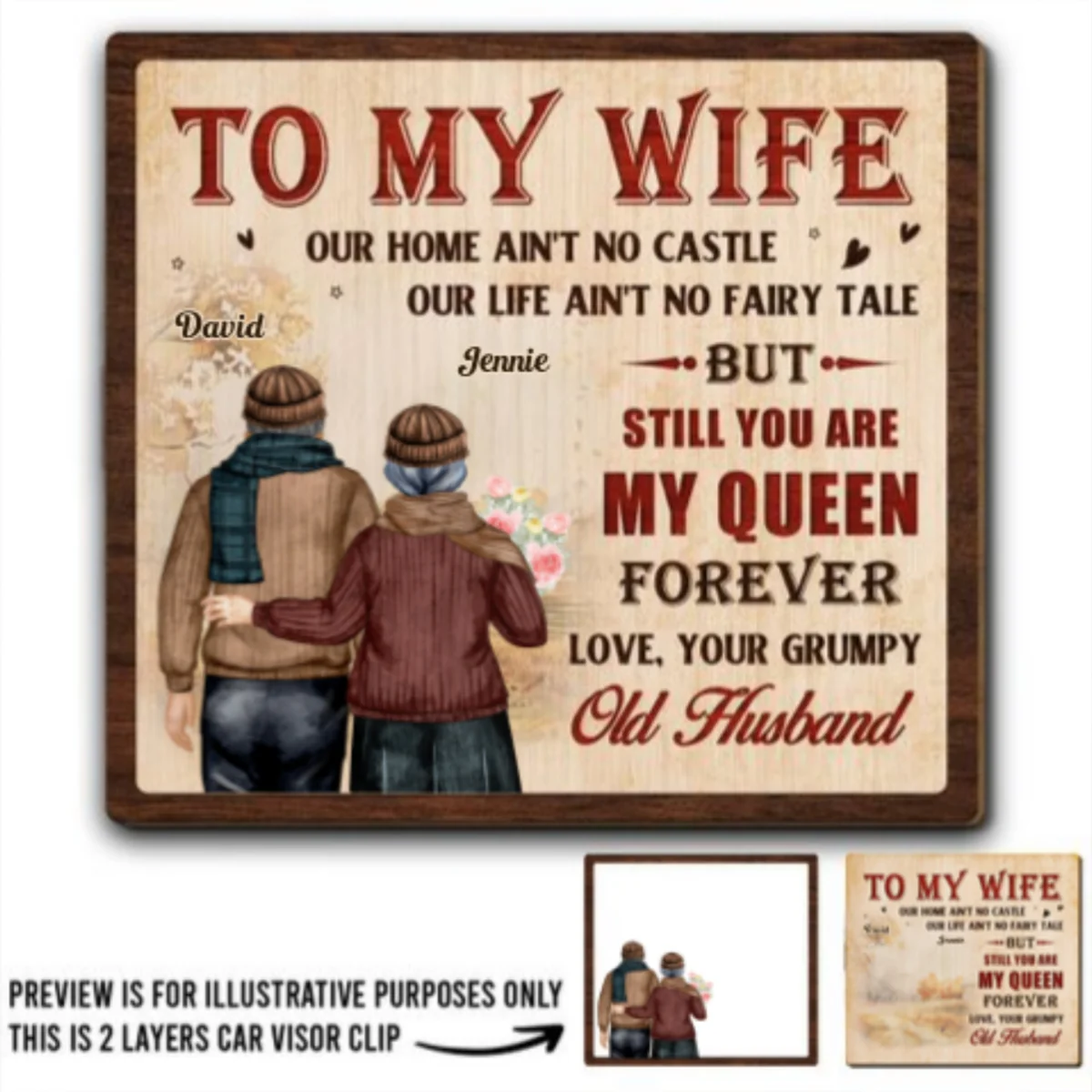 To My Queen - Personalized Custom Car Visor Clip - Image 5