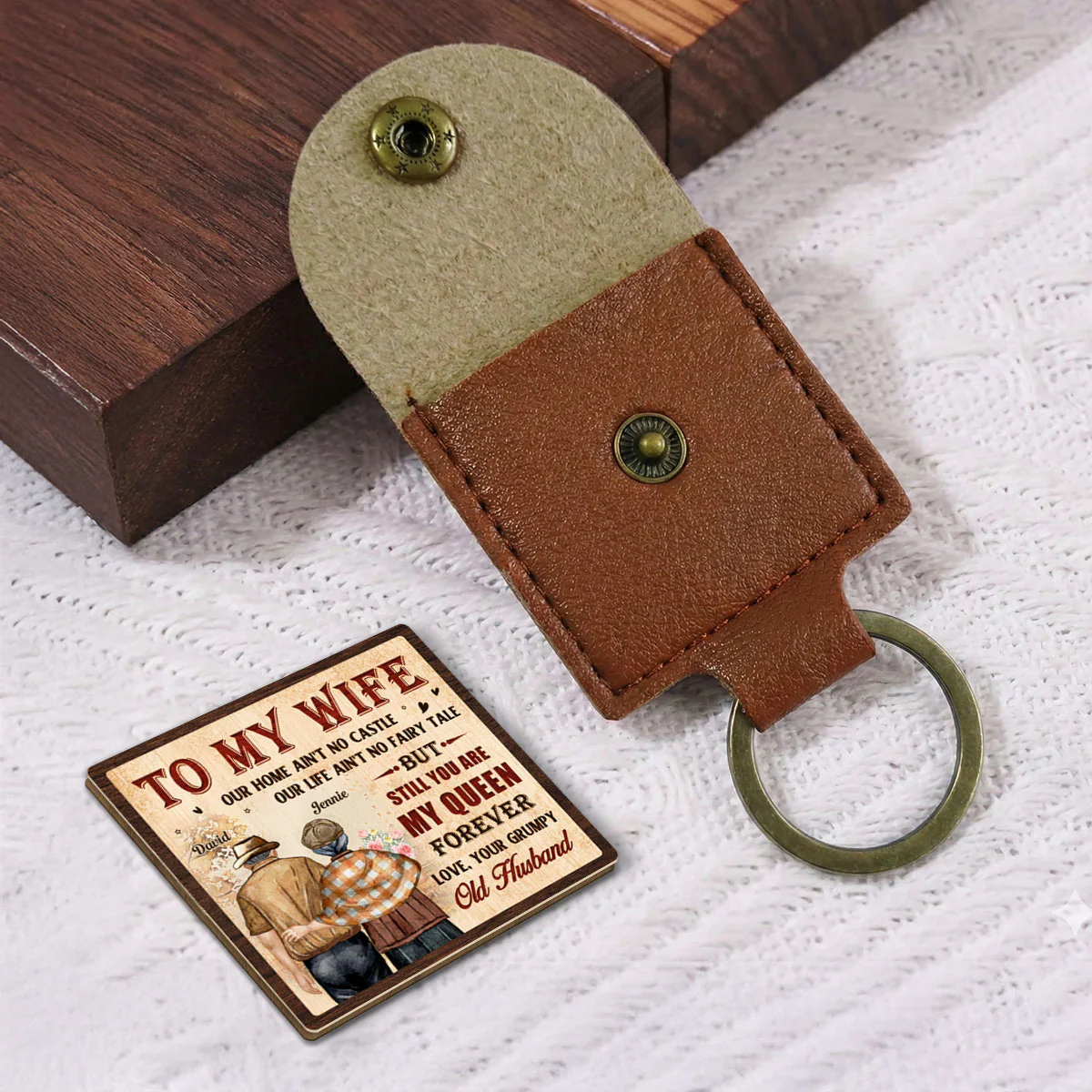 To My Queen - Personalized Custom Wooden Pocket Hug - Image 2