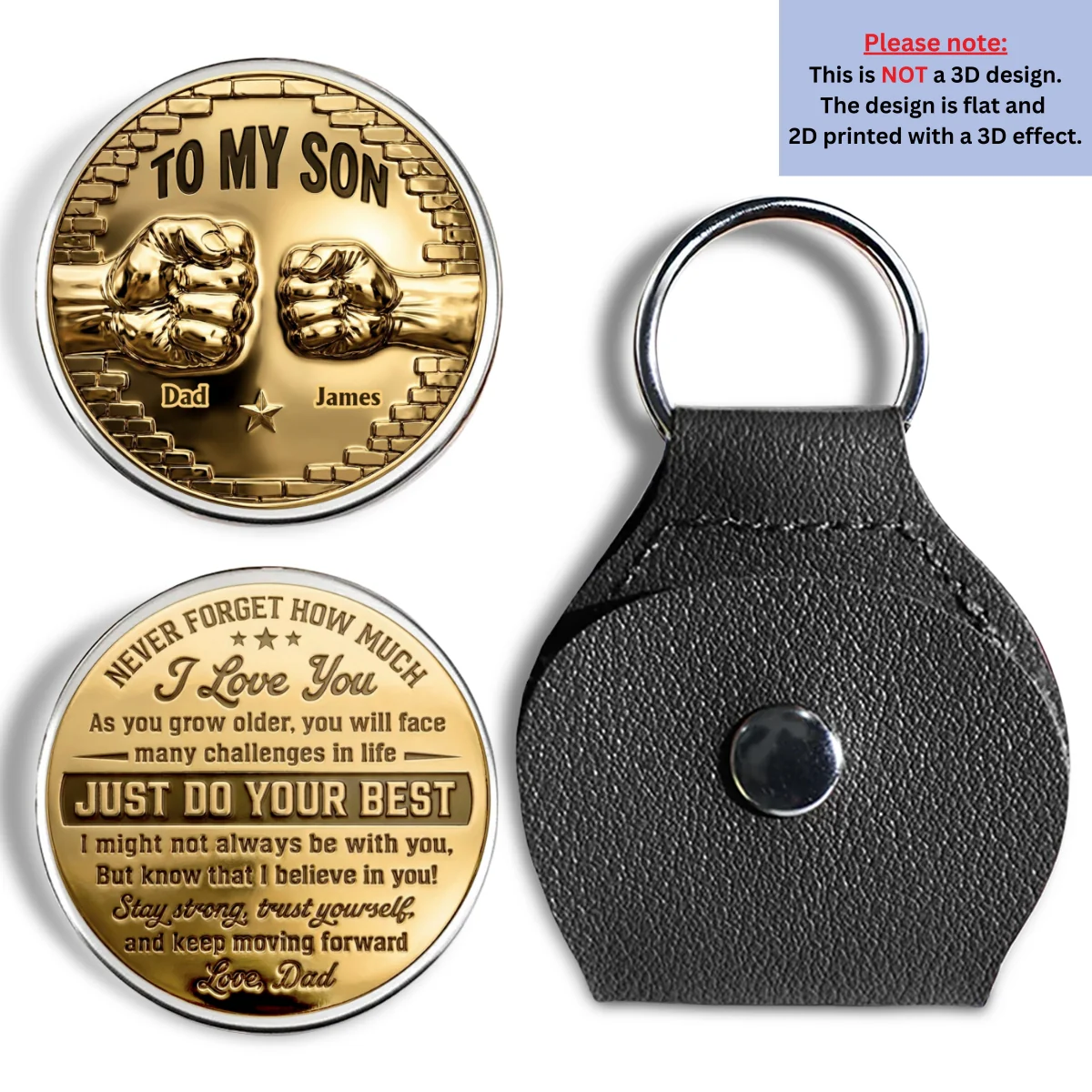 To My Son I Believe In You Gold - Personalized Custom Pocket Hug - Image 7