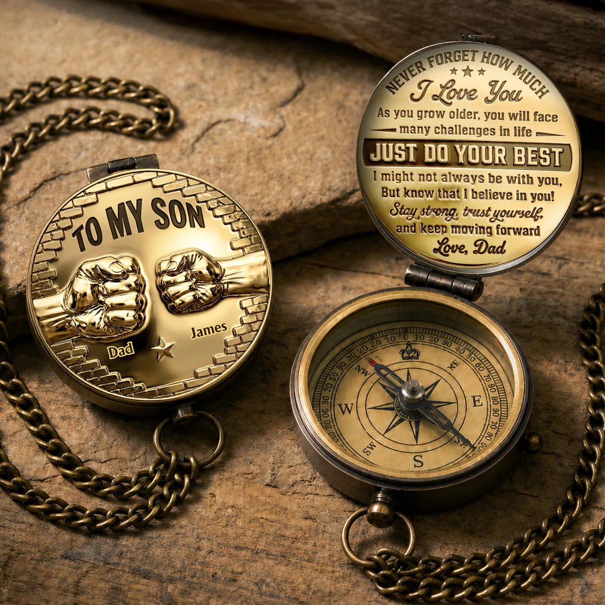 To My Son I Believe In You - Personalized Custom Pocket Compass - Image 2