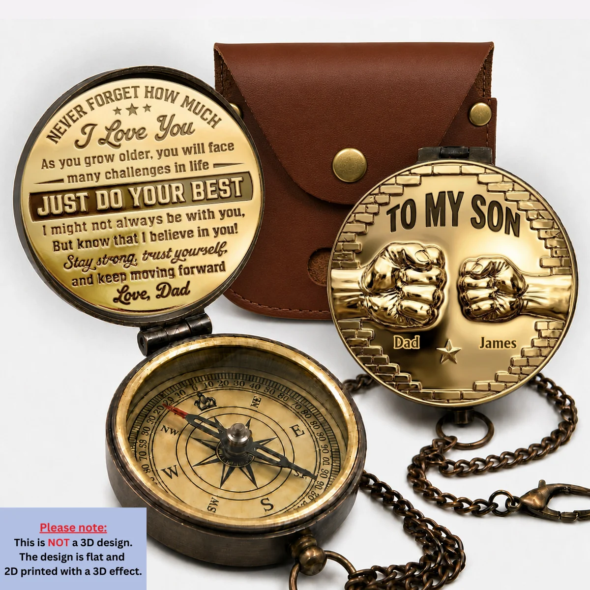 To My Son I Believe In You - Personalized Custom Pocket Compass - Image 3