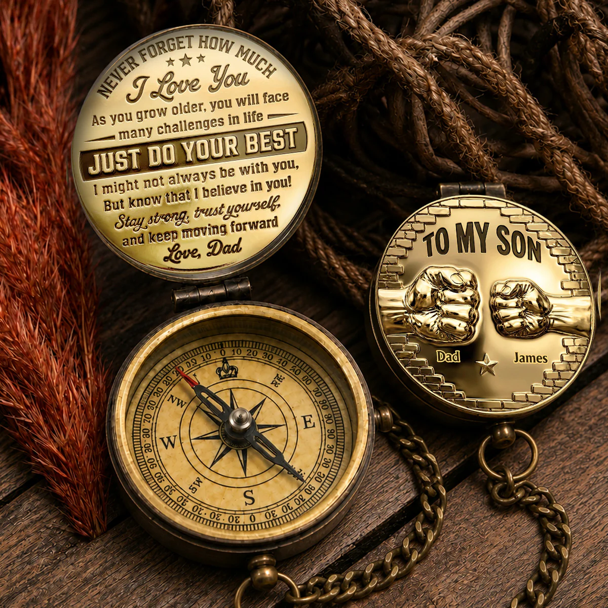To My Son I Believe In You - Personalized Custom Pocket Compass - Image 4
