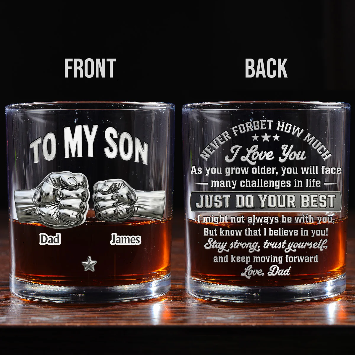 To My Son I Believe In You - Personalized Custom Whiskey Glass