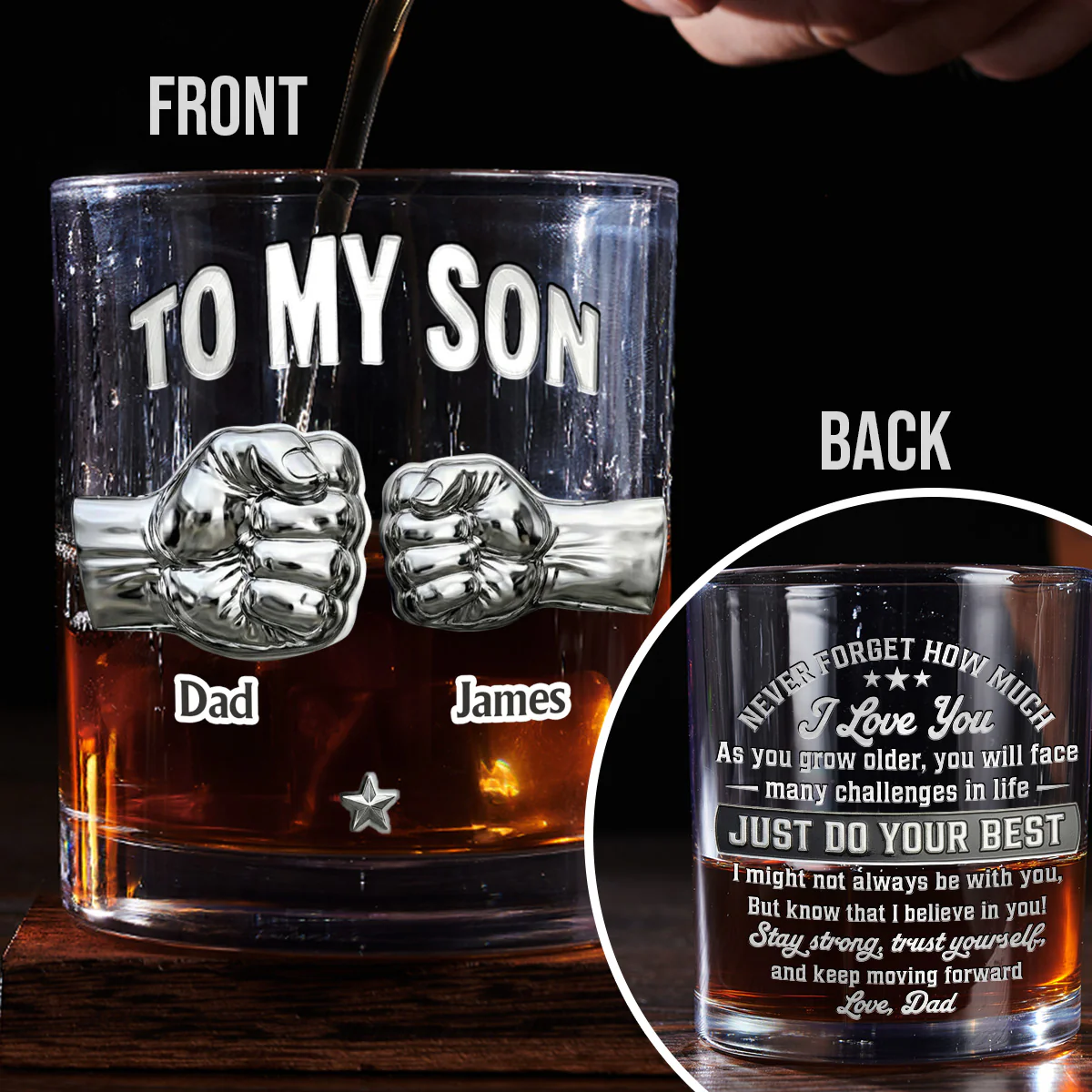 To My Son I Believe In You - Personalized Custom Whiskey Glass - Image 3