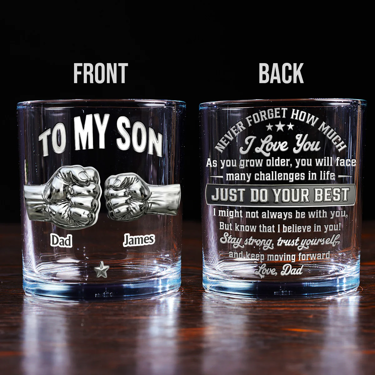 To My Son I Believe In You - Personalized Custom Whiskey Glass - Image 4
