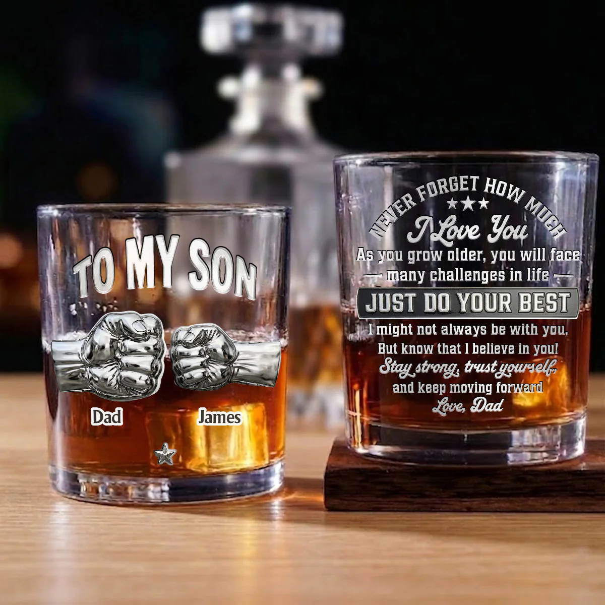 To My Son I Believe In You - Personalized Custom Whiskey Glass - Image 5