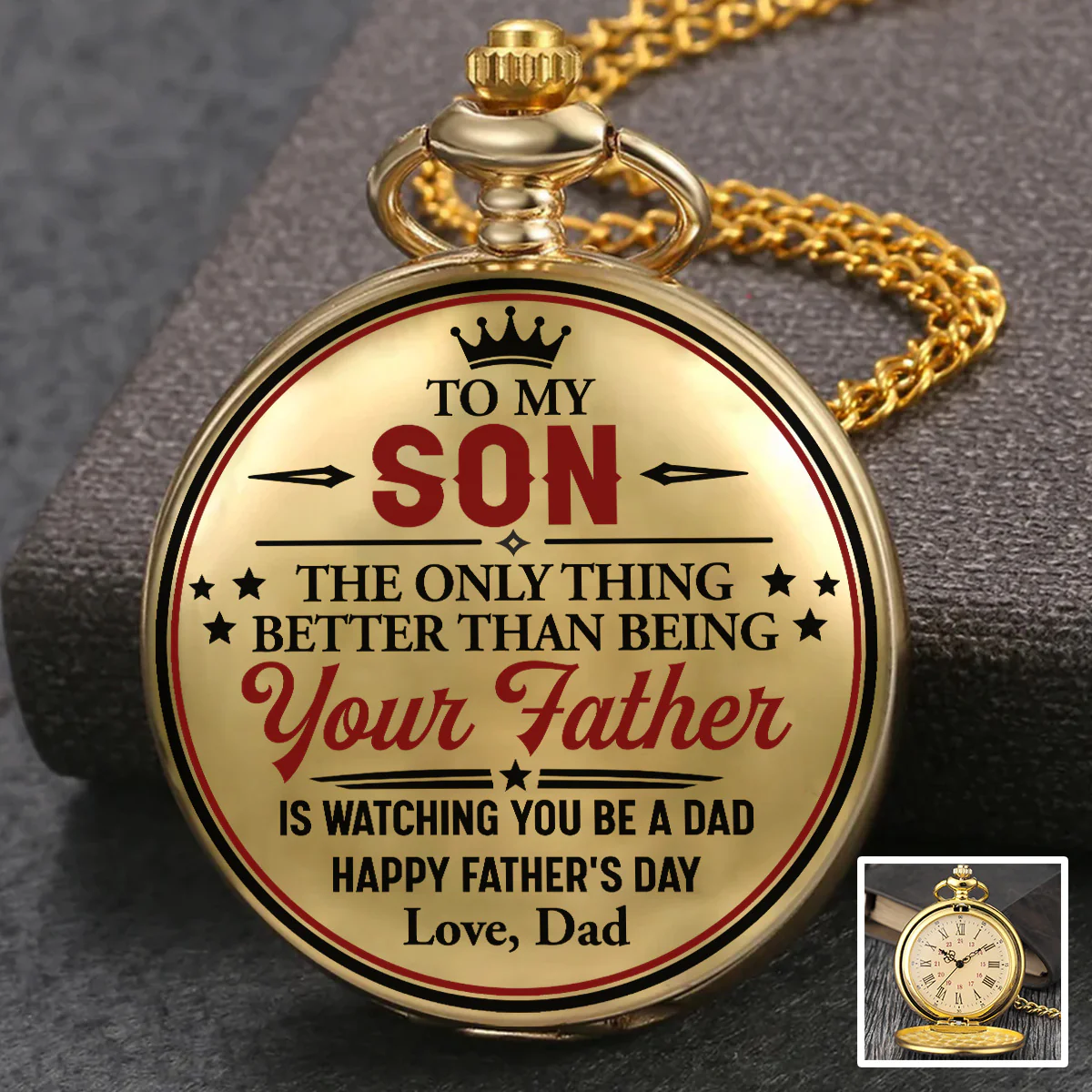 To My Son - Personalized Custom Print Pocket Watch - Image 5
