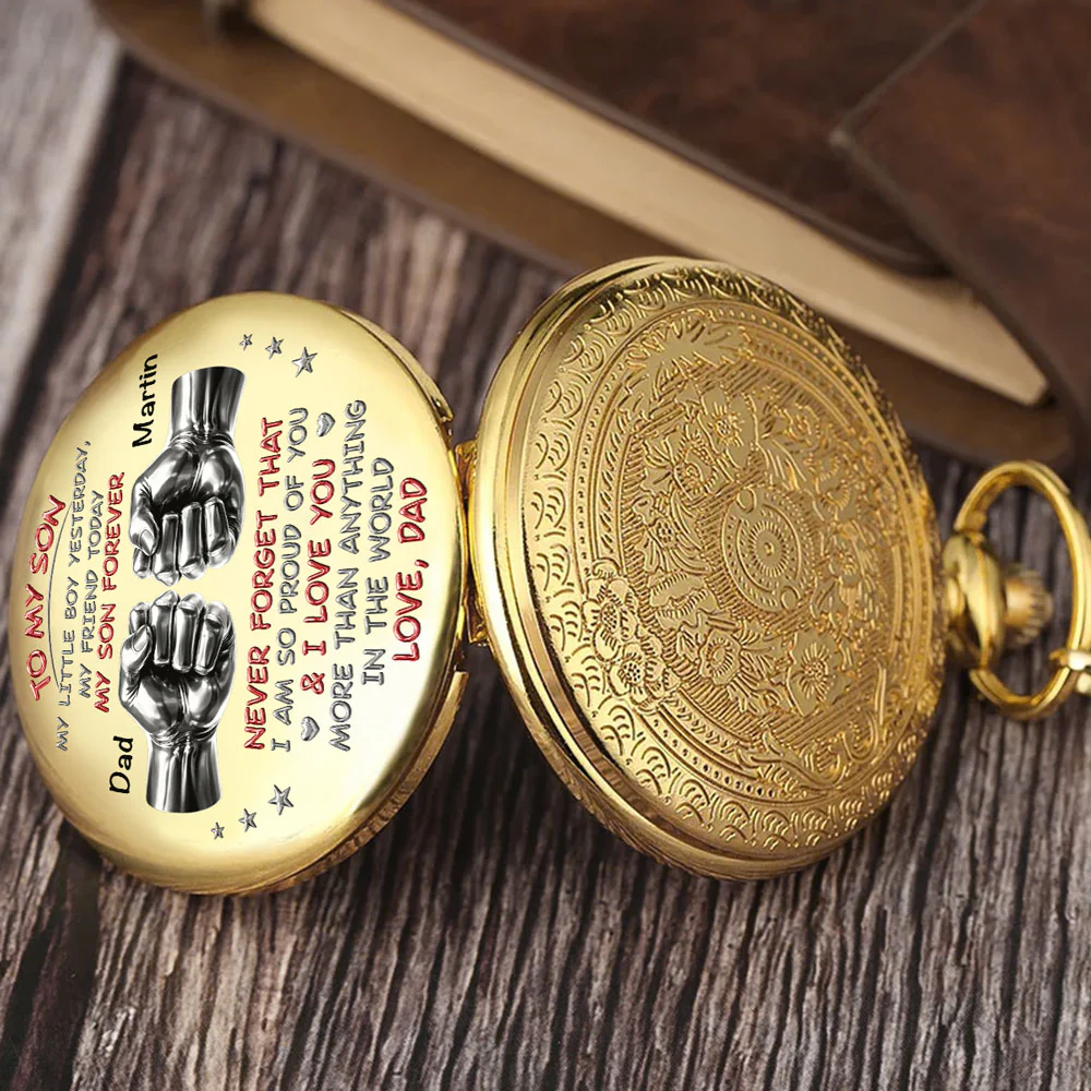To My Son - Personalized Custom Print Pocket Watch - Image 2