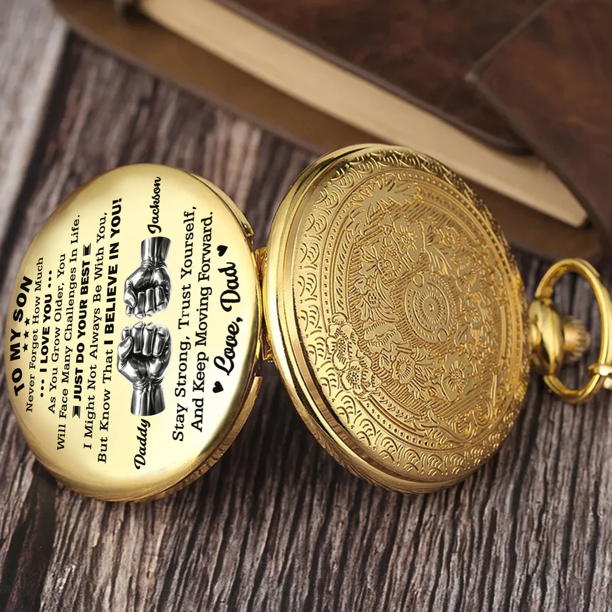 To My Son With Love - Personalized Custom Print Pocket Watch - Image 2