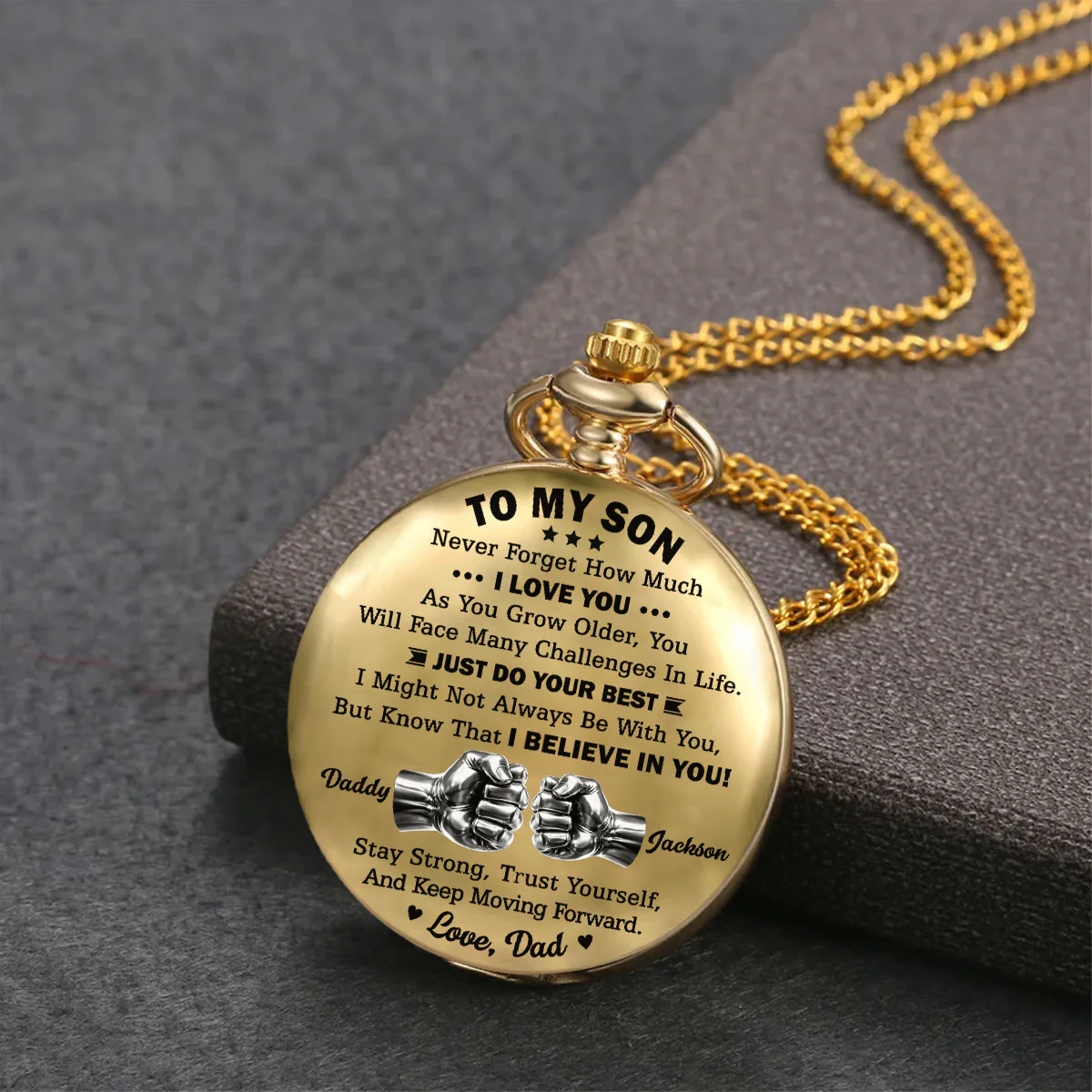 To My Son With Love - Personalized Custom Print Pocket Watch - Image 4