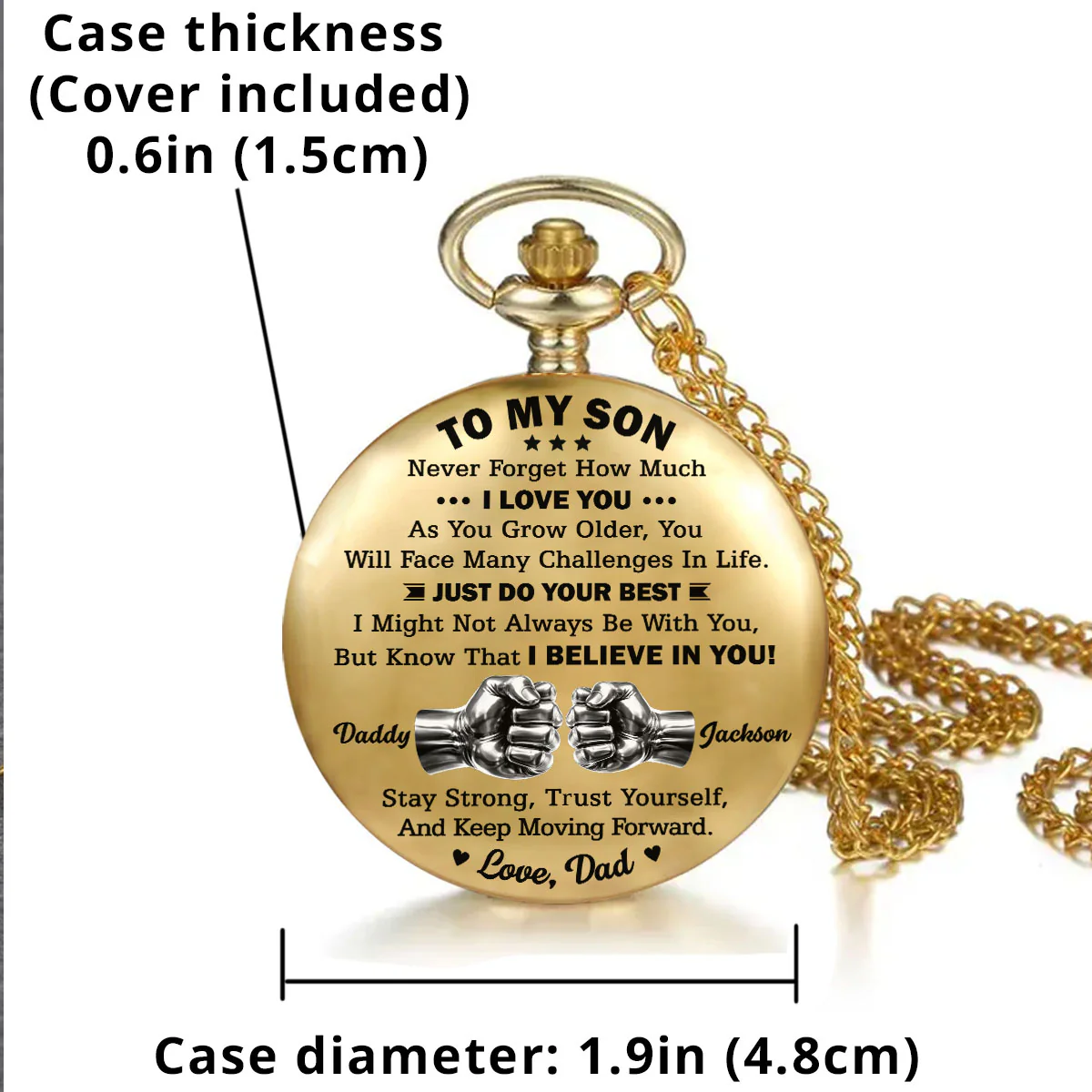To My Son With Love - Personalized Custom Print Pocket Watch - Image 6