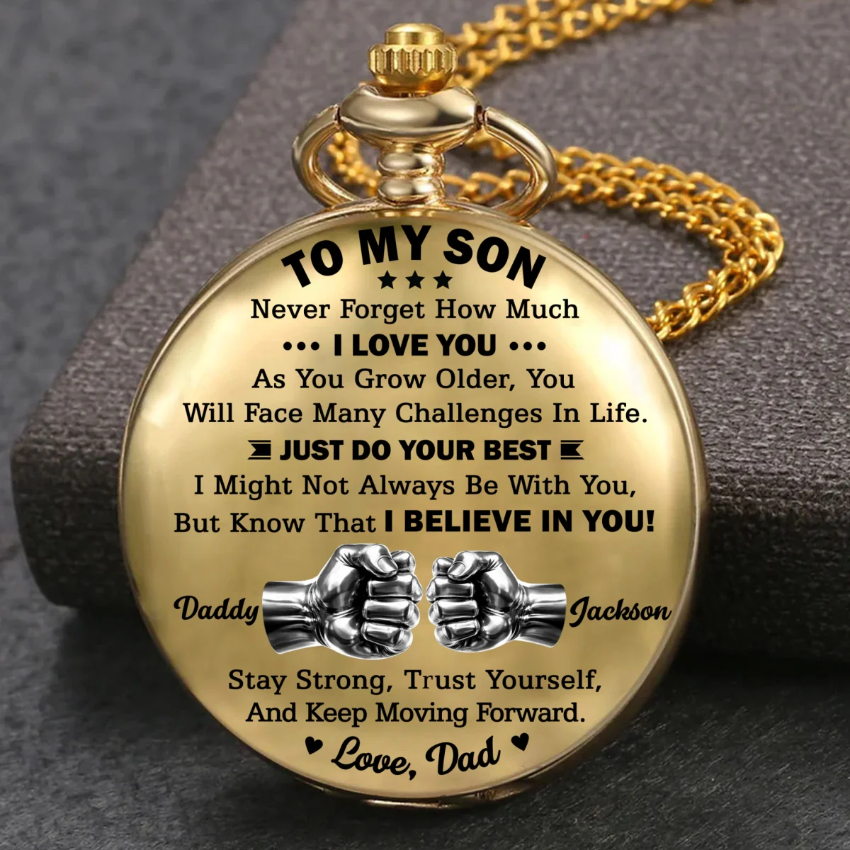 To My Son With Love - Personalized Custom Print Pocket Watch - Image 7