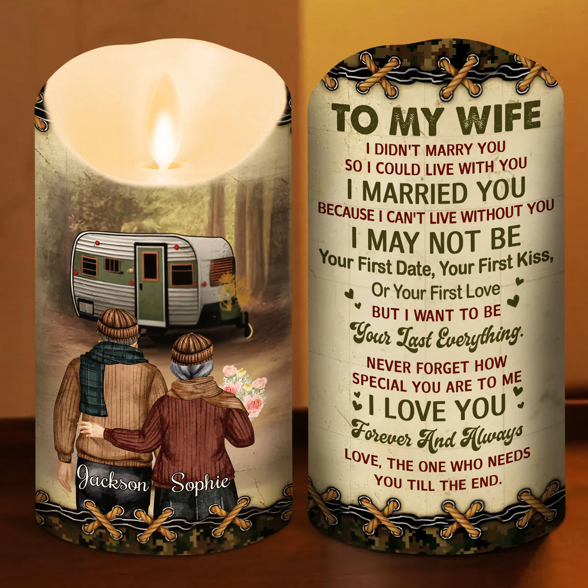 To My Wife I Cannot Live Without You - Personalized Custom LED Candle - Image 2