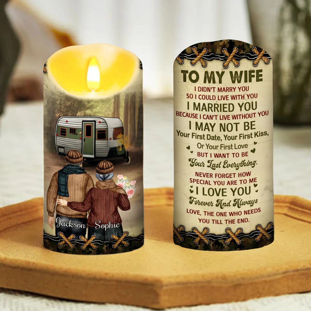 To My Wife I Cannot Live Without You - Personalized Custom LED Candle - Image 3