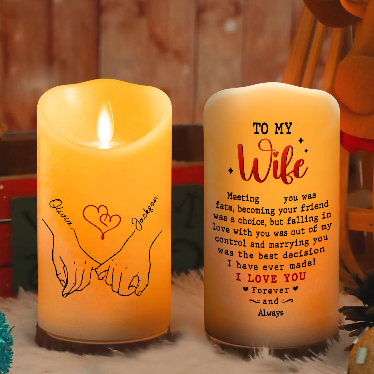 To My Wife I Love You Forever And Always - Personalized Custom LED Candle - Image 5