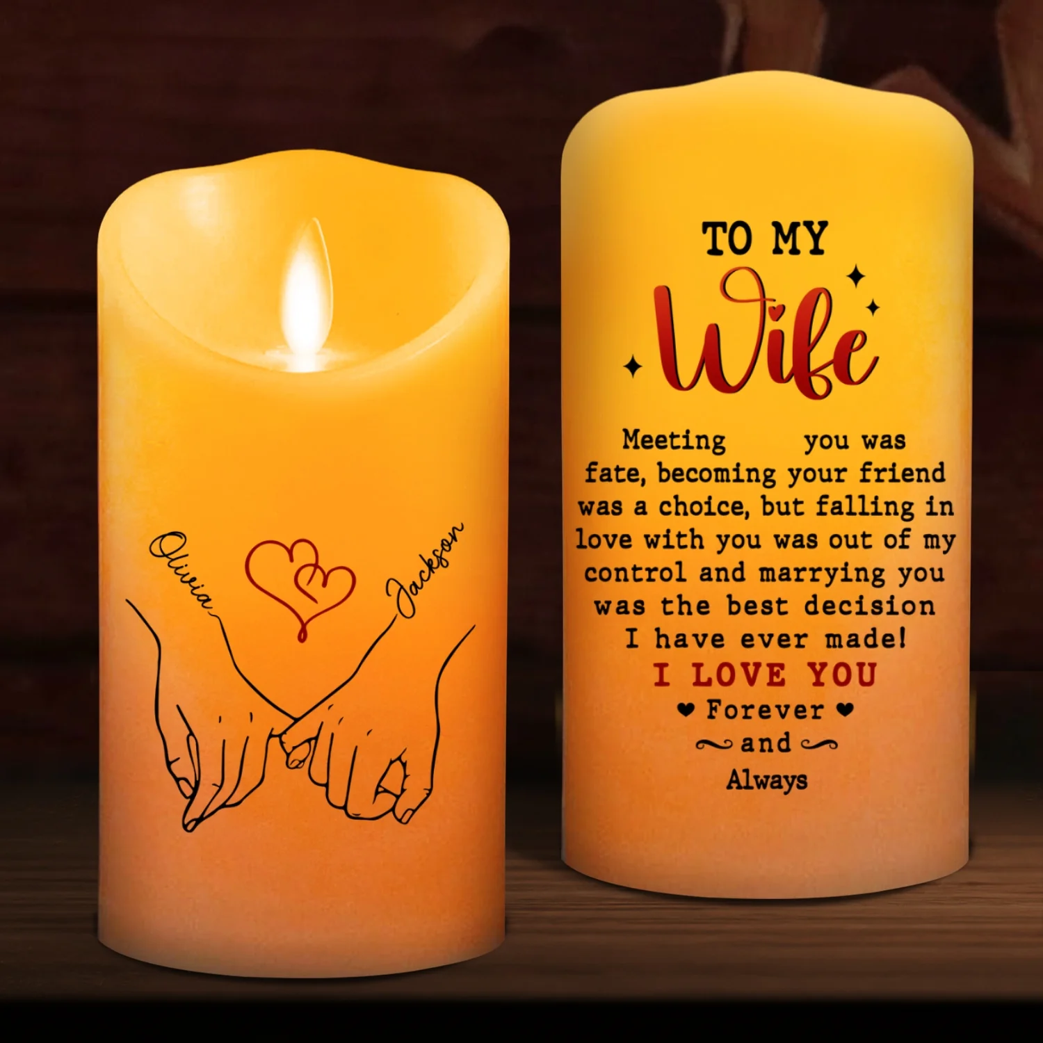 To My Wife I Love You Forever And Always - Personalized Custom LED Candle - Image 6