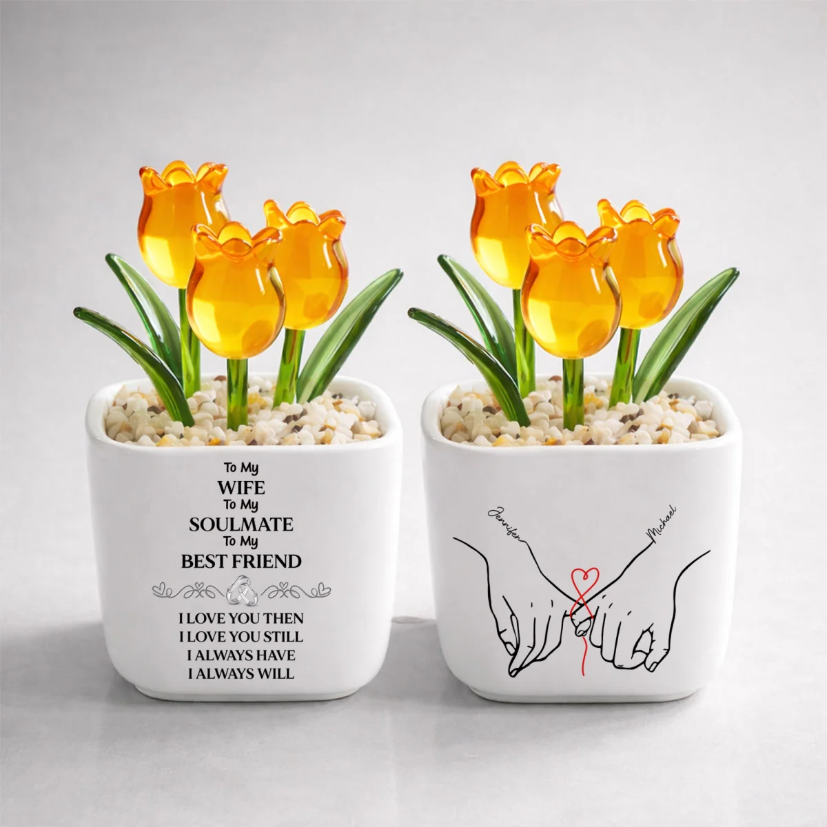 To My Wife Soulmate Best Friend - Personalized Custom Glass Everlasting Tulips - Image 10