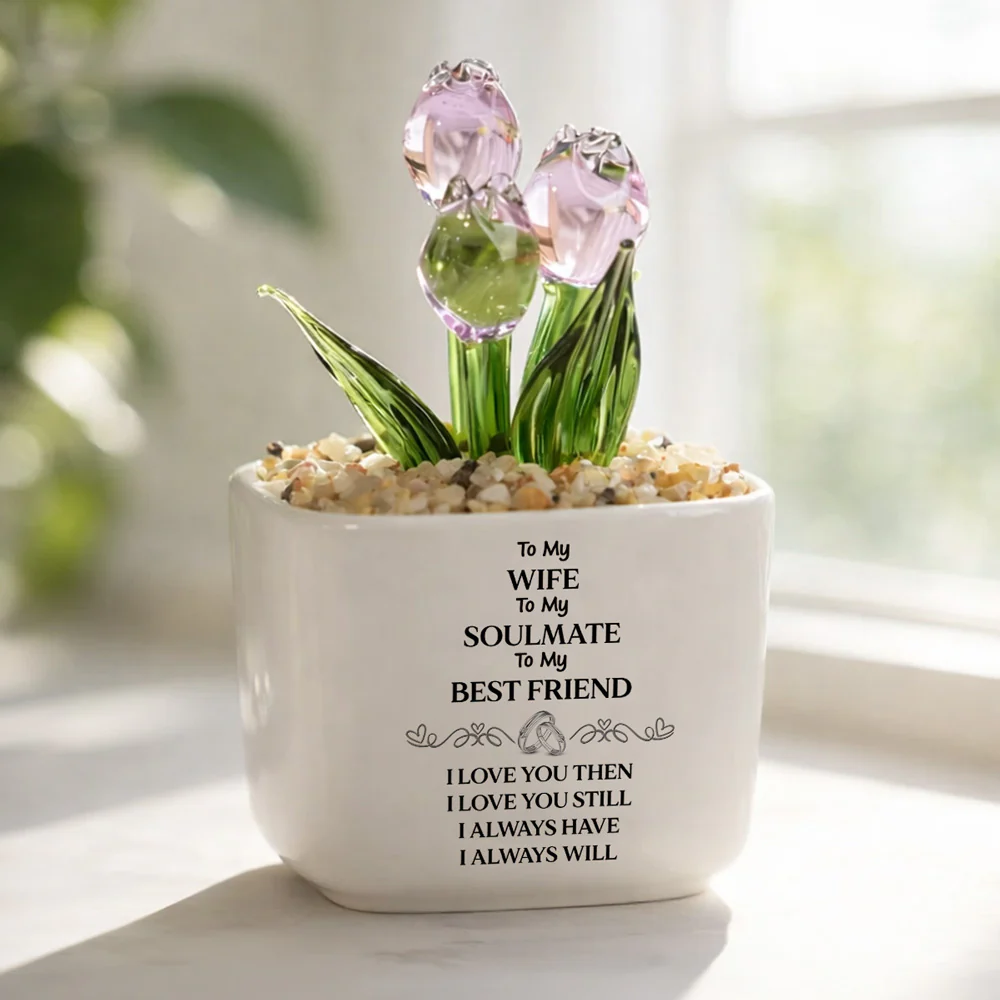To My Wife Soulmate Best Friend - Personalized Custom Glass Everlasting Tulips - Image 2