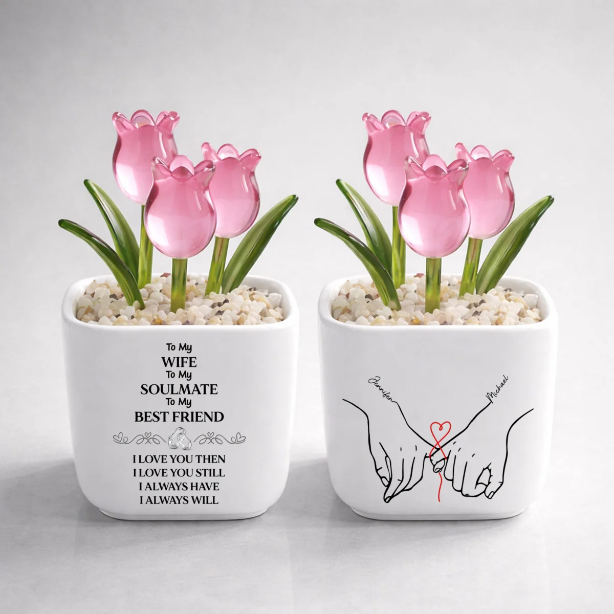 To My Wife Soulmate Best Friend - Personalized Custom Glass Everlasting Tulips - Image 8