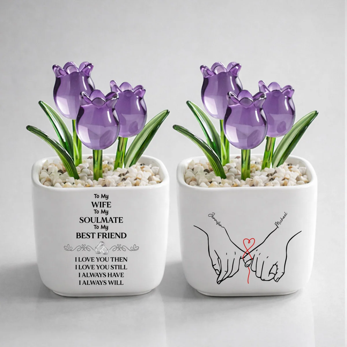 To My Wife Soulmate Best Friend - Personalized Custom Glass Everlasting Tulips - Image 9