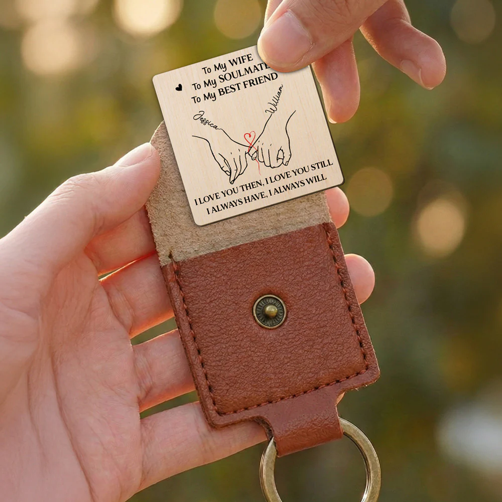 To My Wife Soulmate Best Friend - Personalized Custom Wooden Pocket Hug - Image 3