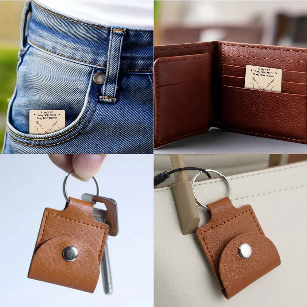To My Wife Soulmate Best Friend - Personalized Custom Wooden Pocket Hug - Image 4