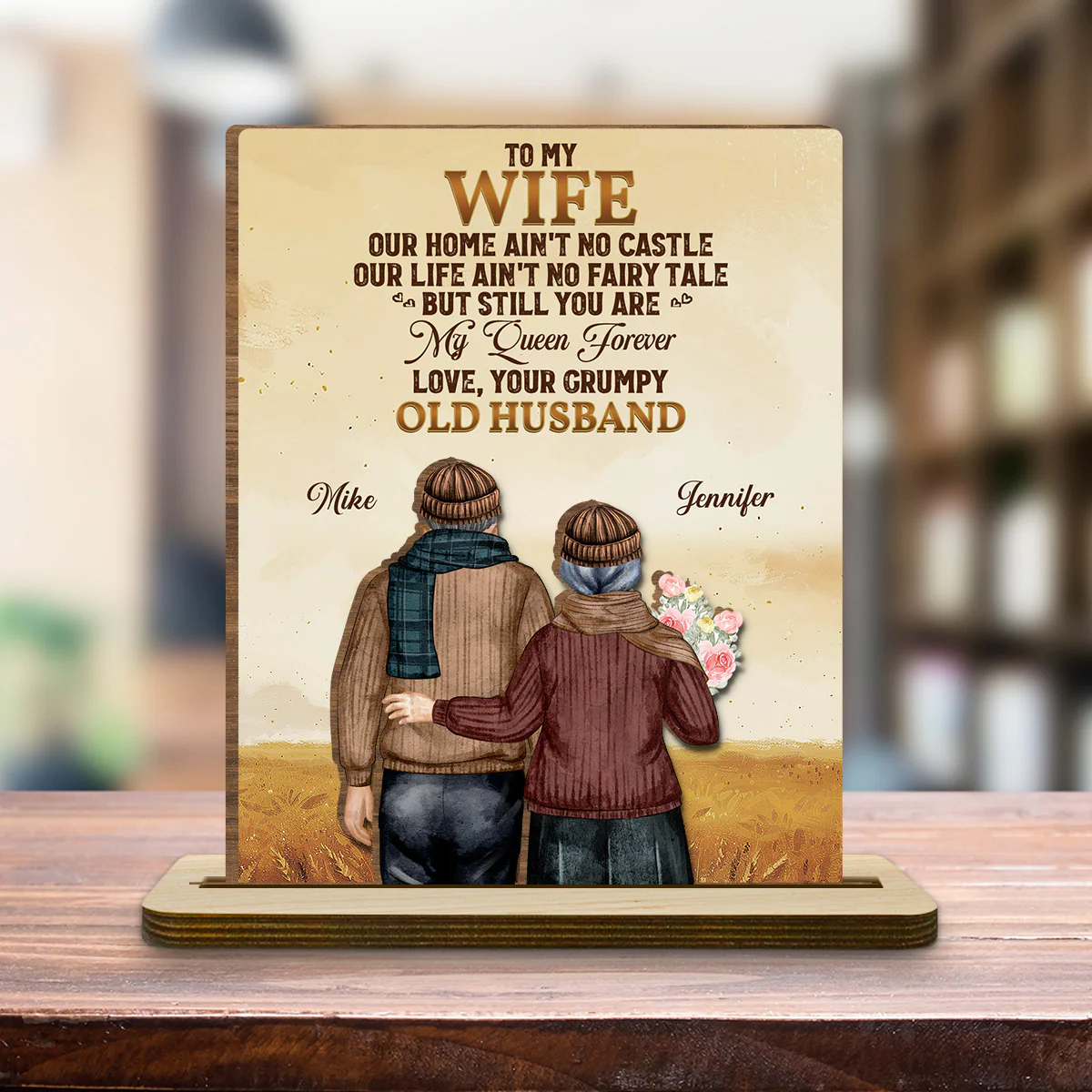 To My Wife You Are My Queen Forever - Personalized Custom 2-Layer Wood Plaque With Flat Base - Image 3