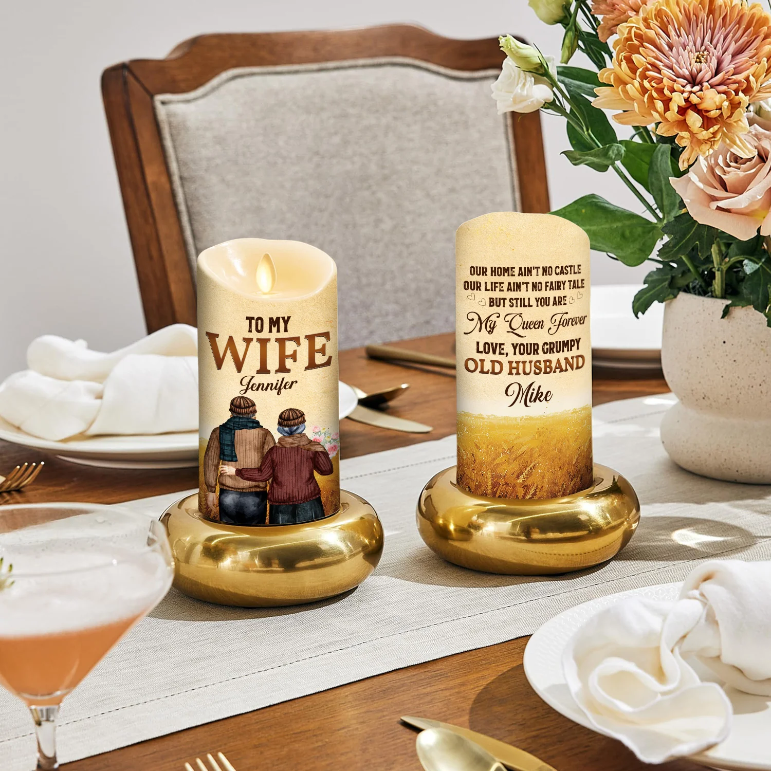 To My Wife You Are My Queen Forever - Personalized Custom LED Candle - Image 3