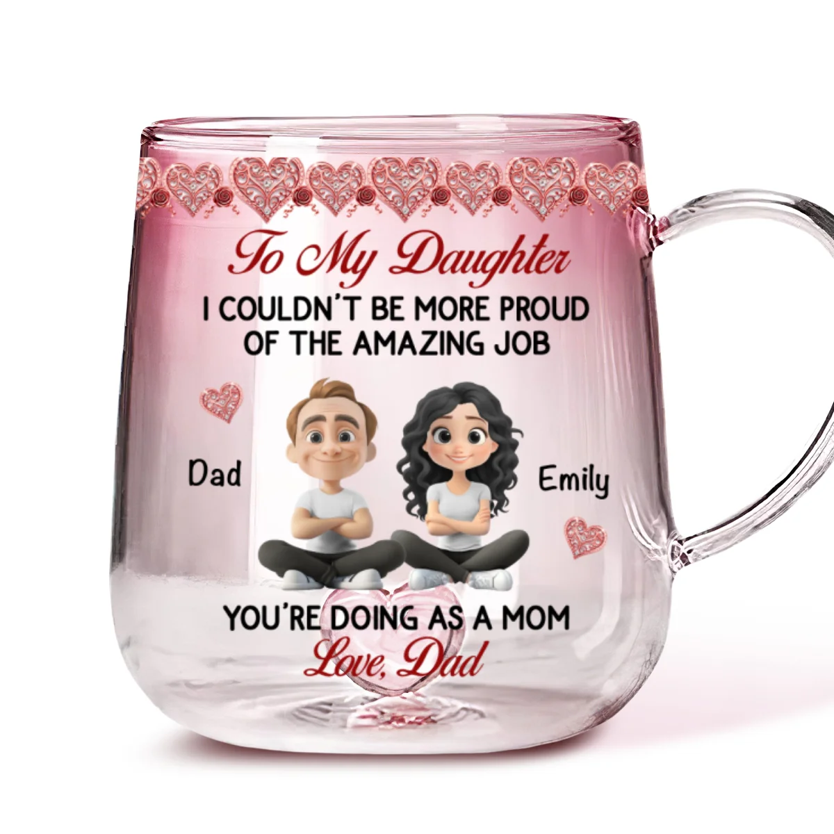 To My Wild Heart Soul - Personalized Custom Pink Gradient Glass Mug - Image 5