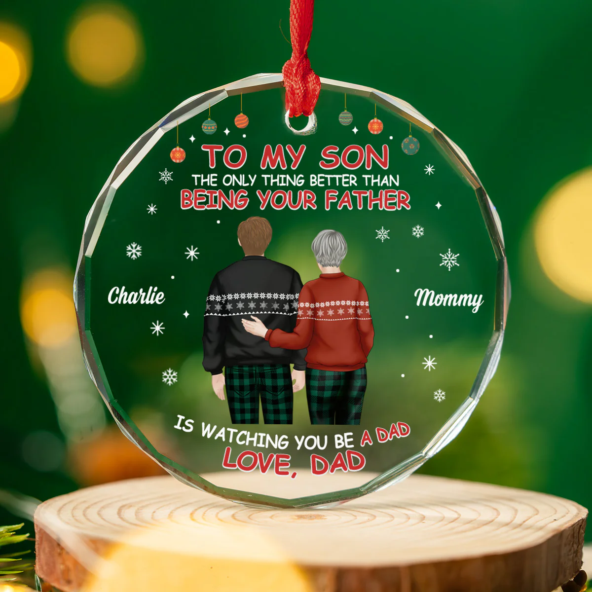 To Our Son We Are Proud Of You - Personalized Custom Glass Ornament - Image 2