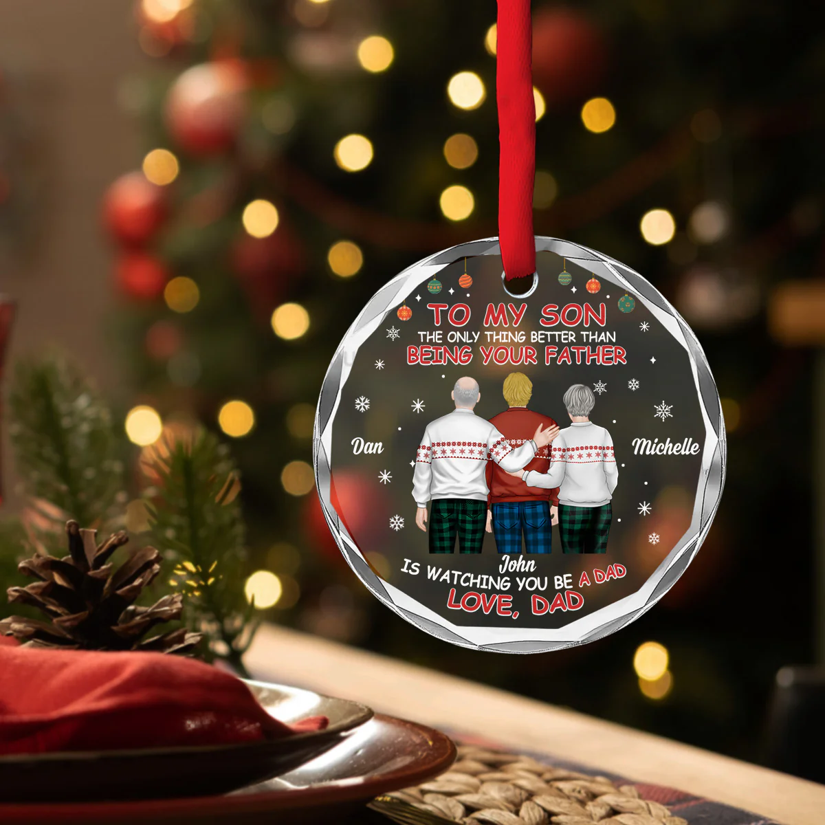 To Our Son We Are Proud Of You - Personalized Custom Glass Ornament - Image 3