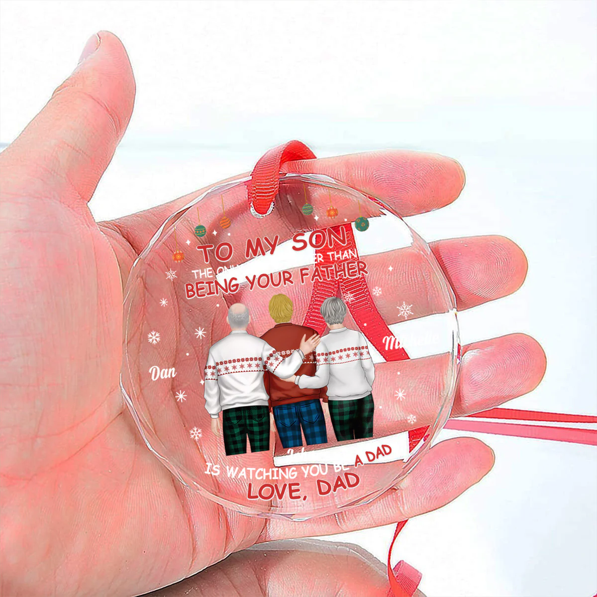 To Our Son We Are Proud Of You - Personalized Custom Glass Ornament - Image 4