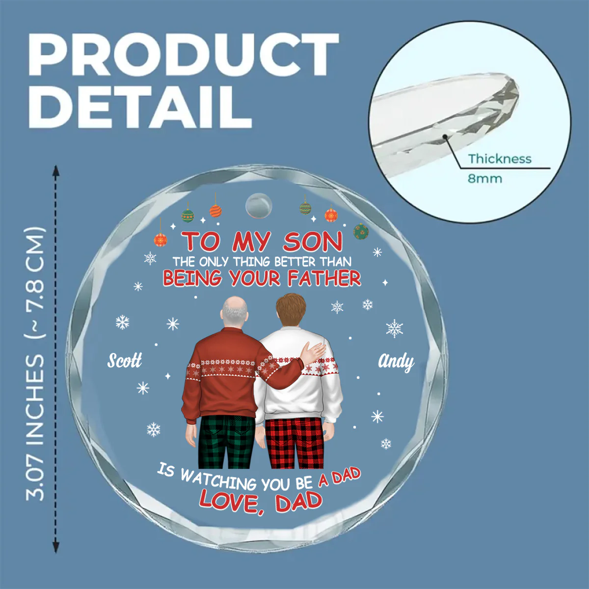 To Our Son We Are Proud Of You - Personalized Custom Glass Ornament - Image 5