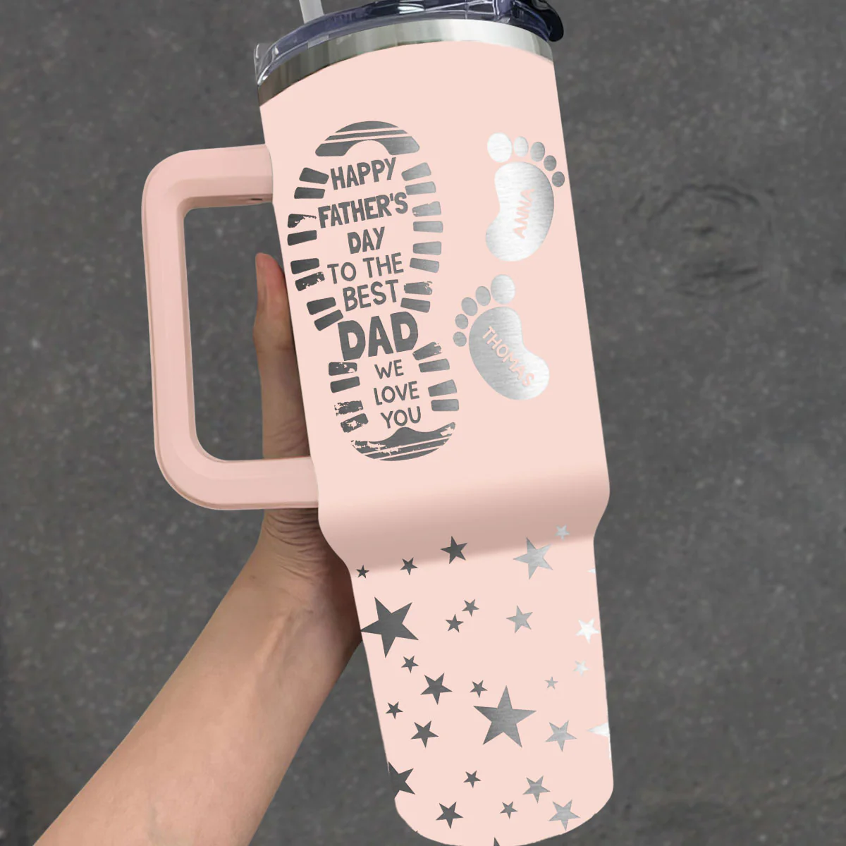 To The Best Dad - Personalized Custom Engraved 40oz Tumbler With Handle - Image 2